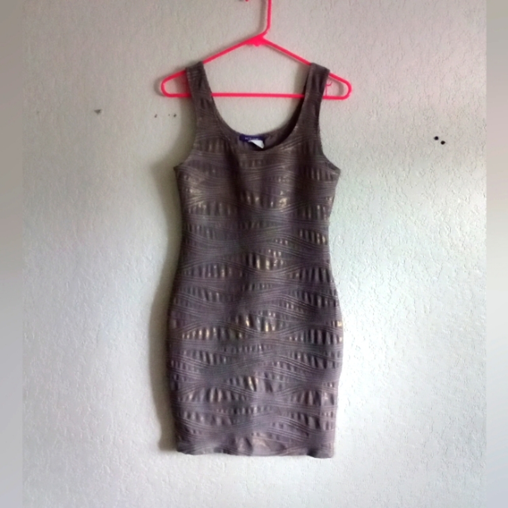 Hot Gal Metallic Bronze Bodycon Dress